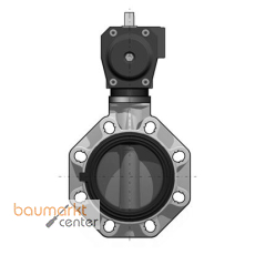 Aliaxis 2/2-W-Industrie-Absperrklappe FKOM/CP PP,NC d110 PN10 FKM