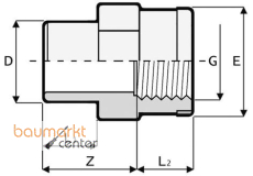 Aliaxis �berg-Muffennippel PVC-U m. Metallring d 40 x 1 1/4, RM3