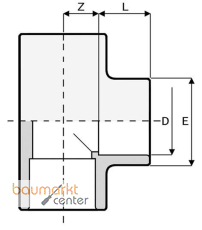 Aliaxis T-St�ck PVC-U 90 Gr., d 125, TI1