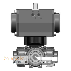 Aliaxis 3-Wege-Kugelhahn PVC-U TKD Klebemuffen T-Bohrung, DA, d63 FKM