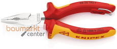 KNIPEX 08 26 145 T BK Spitz-Kombizange isoliert mit Mehrkomponenten-H�llen, VDE-gepr�ft; mit integrierter isolierter Befestigungs�se zum Anbringen einer Absturzsicherung verchromt 145 mm