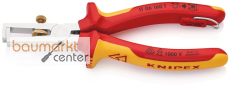KNIPEX 11 06 160 T BK Abisolierzange mit �ffnungsfeder, universal isoliert mit Mehrkomponenten-H�llen, VDE-gepr�ft; mit integrierter isolierter Befestigungs�se zum Anbringen einer Absturzsicherung verchromt 160 mm