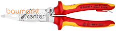 KNIPEX 13 96 200 T BK Elektro-Installationszange isoliert mit Mehrkomponenten-H�llen, VDE-gepr�ft; mit integrierter isolierter Befestigungs�se zum Anbringen einer Absturzsicherung verchromt 200 mm