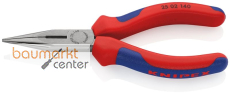 KNIPEX 25 02 140 SB Flachrundzange mit Schneide (Radiozange) mit Mehrkomponenten-H�llen schwarz atramentiert 140 mm