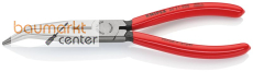 KNIPEX 26 21 200 Flachrundzange mit Schneide (Storchschnabelzange) mit Kunststoff �berzogen schwarz atramentiert 200 mm
