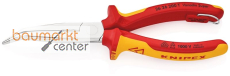 KNIPEX 26 26 200 T BK Flachrundzange mit Schneide (Storchschnabelzange) isoliert mit Mehrkomponenten-H�llen, VDE-gepr�ft; mit integrierter isolierter Befestigungs�se zum Anbringen einer Absturzsicherung verchromt 200 mm