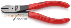 KNIPEX 74 01 140 SB Kraft-Seitenschneider mit Kunststoff �berzogen schwarz atramentiert 140 mm