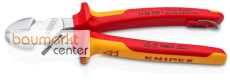 KNIPEX 74 06 200 T Kraft-Seitenschneider isoliert mit Mehrkomponenten-H�llen und integrierter Befestigungs�se, VDE-gepr�ft verchromt 200 mm