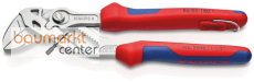 KNIPEX 86 05 180 T BK Zangenschl�ssel Zange und Schraubenschl�ssel in einem Werkzeug mit Mehrkomponenten-H�llen, mit integrierter Befestigungs�se zum Anbringen einer Absturzsicherung verchromt 180 mm