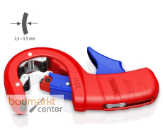 KNIPEX 90 23 02 BK DPT50 Rohrschneider f�r dickwandige Kunststoffrohre, auch kerngesch�umt Schneiden und Anfasen in einem Schritt mit Kunststoff �berzogen 202 mm