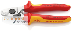 KNIPEX 95 26 165 Kabelschere mit �ffnungsfeder isoliert mit Mehrkomponenten-H�llen, VDE-gepr�ft verchromt 165 mm