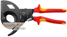 KNIPEX 95 36 280 Kabelschneider (Ratschenprinzip) isoliert mit Mehrkomponenten-H�llen, VDE-gepr�ft schwarz atramentiert 280 mm