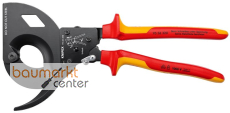 KNIPEX 95 36 320 Kabelschneider (Ratschenprinzip, Dreigang) isoliert mit Mehrkomponenten-H�llen, VDE-gepr�ft schwarz atramentiert 320 mm