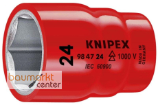 KNIPEX 98 47 24 Steckschl�sseleinsatz f�r Sechskantschrauben mit Innenvierkant 1/2" 61 mm