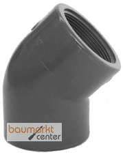 Aliaxis Winkel 45 Gr. PVC-U HFV R 1" PN16 Gewindemuffe