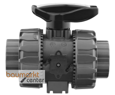 Aliaxis Kugelhahn PVC-U VKDIV 40mm Dual Block DN 32 m.Klebemuffe u.PTFE/EPDM-Dichtung