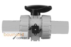 Aliaxis 2-Wege Kugelhahn VK Dual Block aus PP-H mit Stutzen aus PP VKDBM/FKM d 63