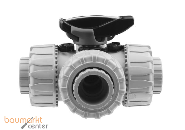 Aliaxis PVC-C 3-Wege Kugelhahn TKD d20 FKM L-Bohrung Klebmuffe TKDIC-L-FKM