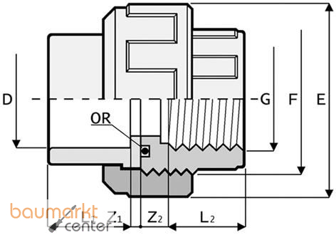 Aliaxis Verschraubung PVC-U , d 90 x 3, BO3