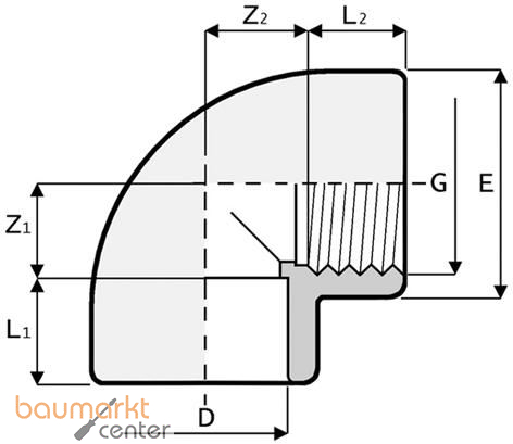Aliaxis Winkel PVC-U 90 Gr., d 50 x 1 1/2, GO3
