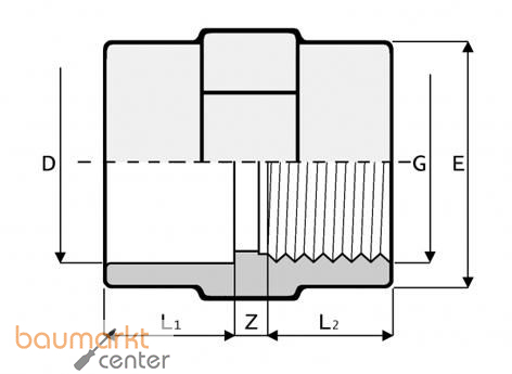 Aliaxis Muffe PVC-U PVC-U d 63 x 2, MA3