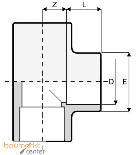 Aliaxis T-St�ck PVC-U 90 Gr., d 125, TI1