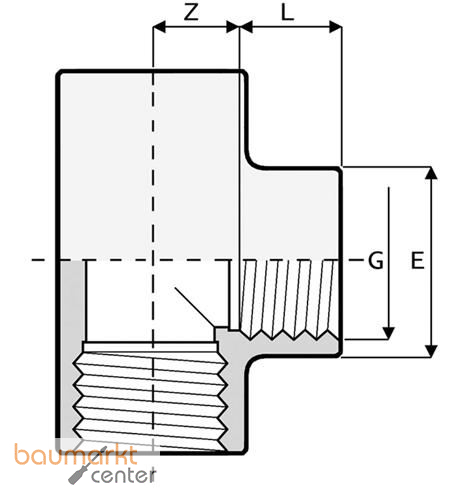 Aliaxis T-St�ck PVC-U 90 Gr., R 1 1/4, TI2 Ausl