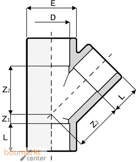 Aliaxis T-St�ck PVC-U 45 Gr., d 40, TY1