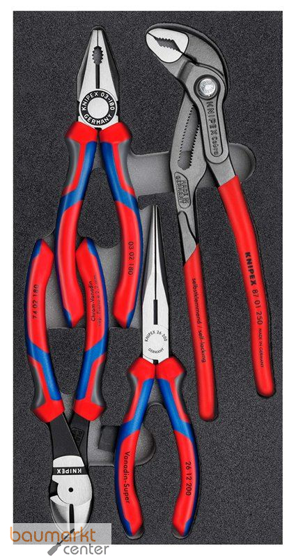 KNIPEX 00 20 01 V15 Zangen-Set in Schaumstoffeinlage 4-teilig