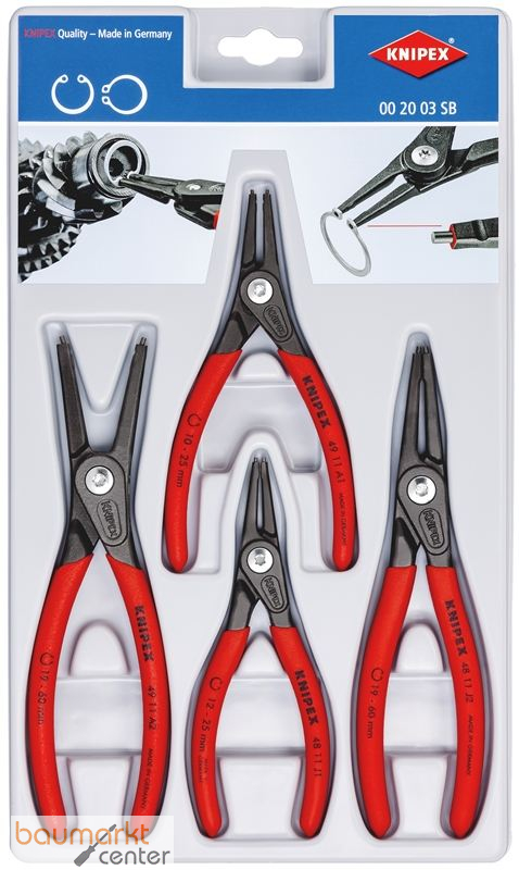 KNIPEX 00 20 03 SB Pr�zisions-Sicherungsringzangen-Set 4-teilig
