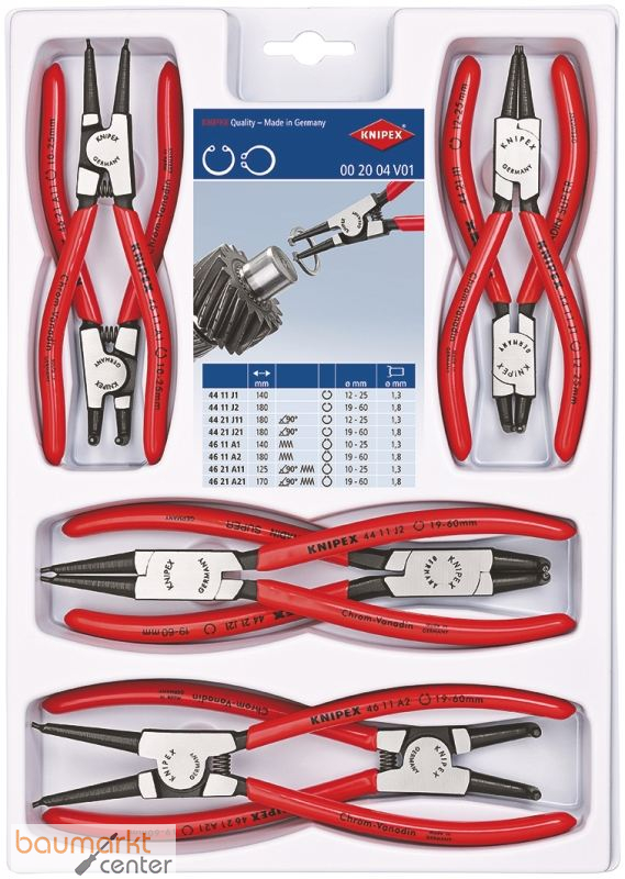 KNIPEX 00 20 04 V01 Sicherungsringzangen-Set 8-teilig