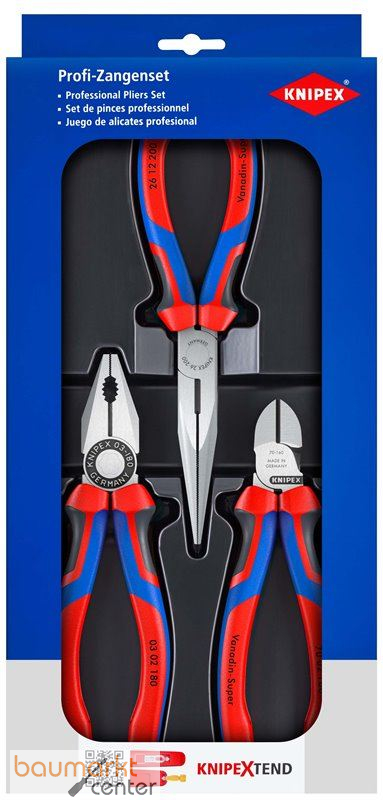 KNIPEX 00 20 11 Montage-Paket 1 x 03 02 180, 1 x 26 12 200, 1 x 70 02 160