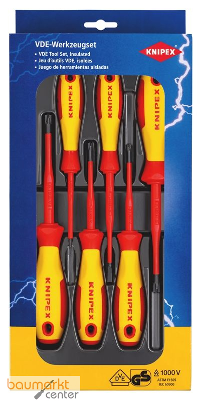 KNIPEX 00 20 12 V05 VDE Schraubendreher-Paket PlusMinus / Schlitz 6-teilig