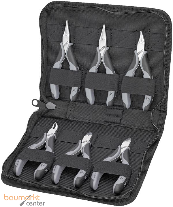 KNIPEX 00 20 17 Elektronikzangen-Set mit Werkzeugen f�r Arbeiten an elektronischen Bauteilen 6-teilig 215 mm