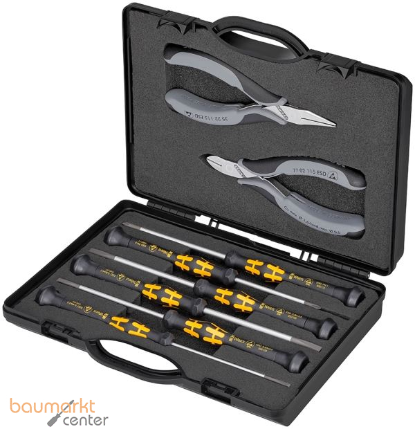 KNIPEX 00 20 18 ESD Elektronikzangen-Set mit Werkzeugen f�r Arbeiten an elektronischen Bauteilen 5-teilig 200 mm