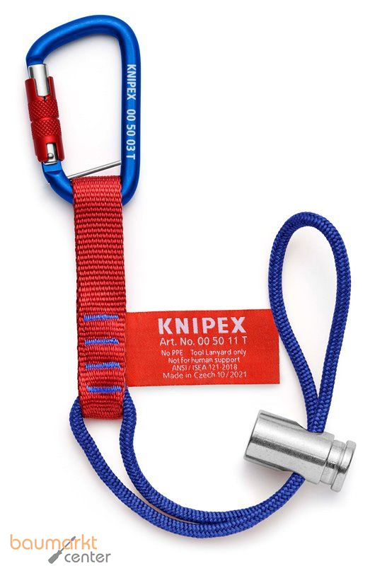 KNIPEX 00 50 13 T BK Adapterschlaufen mit fixiertem Materialkarabiner Zur Werkzeug-Absturzsicherung 186 mm