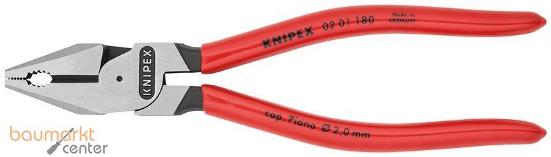 KNIPEX 02 01 180 Kraft-Kombizange mit Kunststoff �berzogen schwarz atramentiert 180 mm