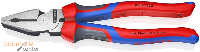 KNIPEX 02 02 225 Kraft-Kombizange mit Comfort-Griffen schwarz atramentiert 225 mm