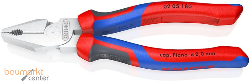 KNIPEX 02 05 180 Kraft-Kombizange mit Comfort-Griffen verchromt 184 mm