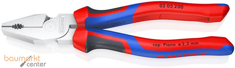KNIPEX 02 05 200 Kraft-Kombizange mit Comfort-Griffen verchromt 200 mm