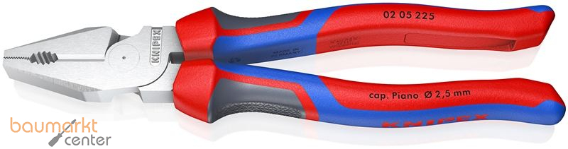 KNIPEX 02 05 225 Kraft-Kombizange mit Comfort-Griffen verchromt 225 mm