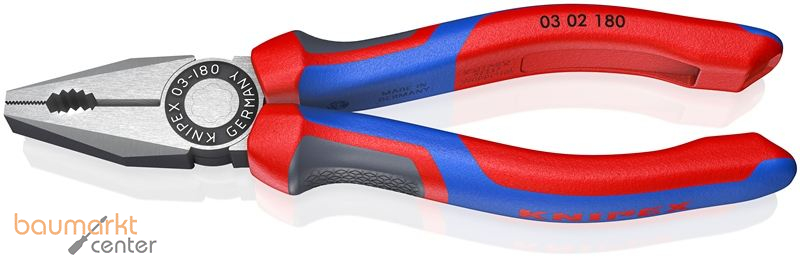 KNIPEX 03 02 180 SB Kombizange mit Comfort-Griffen schwarz atramentiert 180 mm