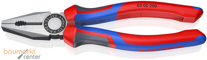 KNIPEX 03 02 200 SB Kombizange mit Comfort-Griffen schwarz atramentiert 200 mm