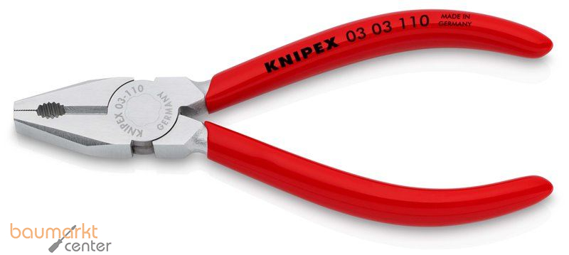 KNIPEX 03 03 110 Mini-Kombizange mit Kunststoff �berzogen verchromt 110 mm