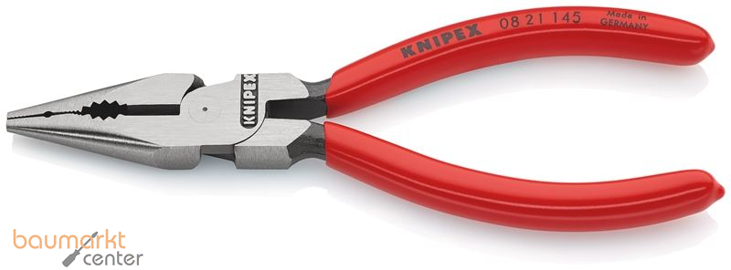 KNIPEX 08 21 145 Spitz-Kombizange mit Kunststoff �berzogen schwarz atramentiert 145 mm