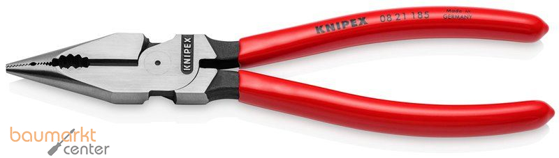 KNIPEX 08 21 185 SB Spitz-Kombizange mit Kunststoff �berzogen schwarz atramentiert 185 mm