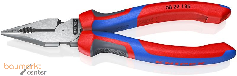 KNIPEX 08 22 185 SB Spitz-Kombizange mit Comfort-Griffen schwarz atramentiert 185 mm