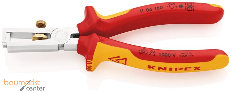 KNIPEX 11 06 160 SB Abisolierzange mit �ffnungsfeder, universal isoliert mit Mehrkomponenten-H�llen, VDE-gepr�ft verchromt 160 mm