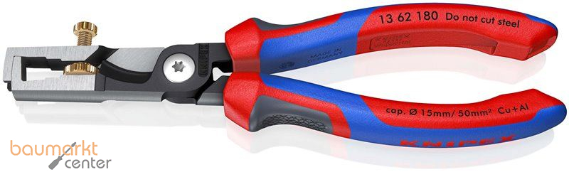 KNIPEX 13 62 180 StriX� Abisolierzangen mit Kabelschere mit Comfort-Griffen schwarz atramentiert 180 mm