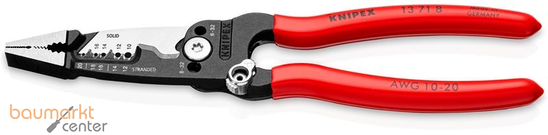 KNIPEX 13 71 8 WireStripper Multifunktions-Elektrikerzangen amerikanisches Modell mit Kunststoff �berzogen schwarz atramentiert 200 mm